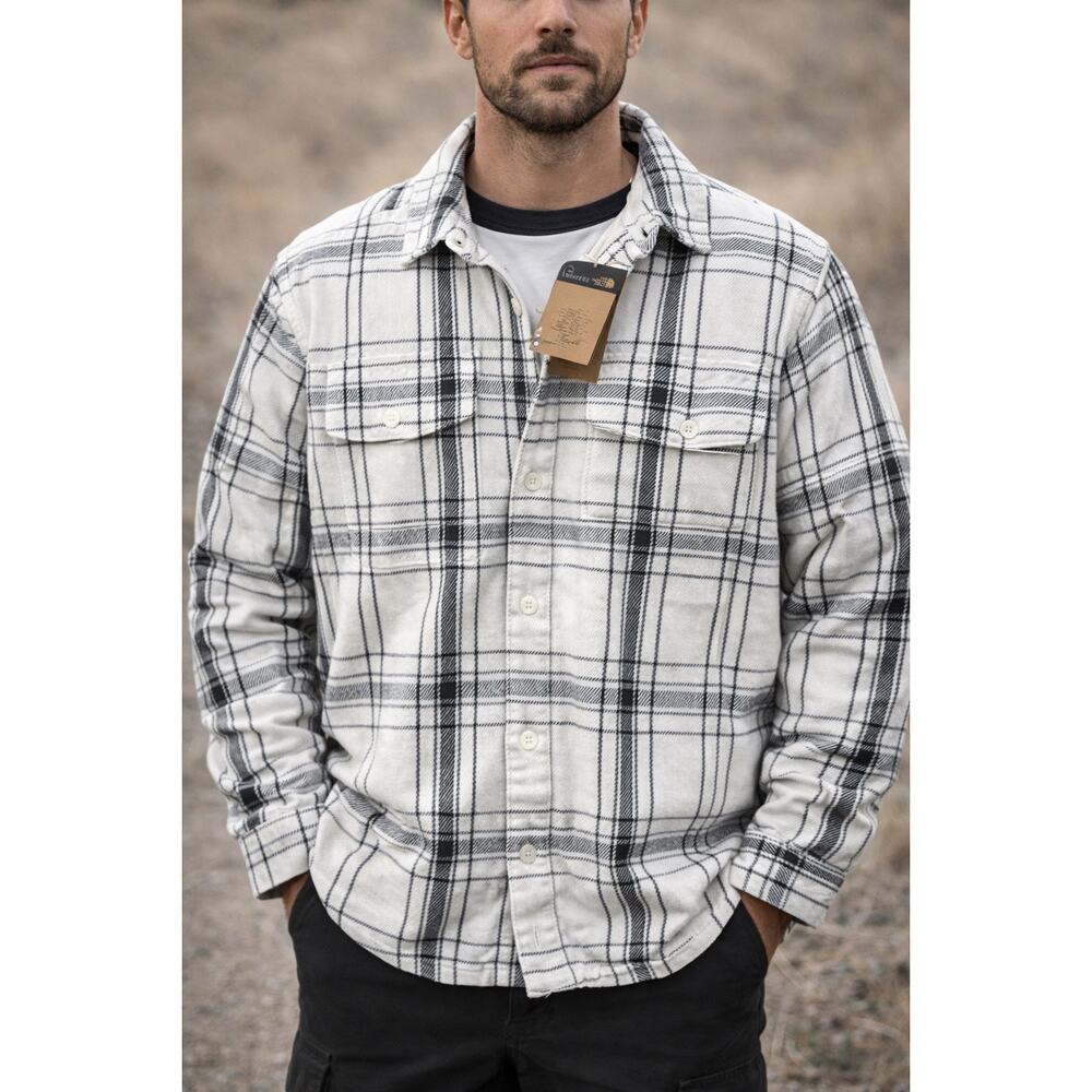 NWT The North Face Utility Shirt Jacket XL Plaid White Dune Valley Twill